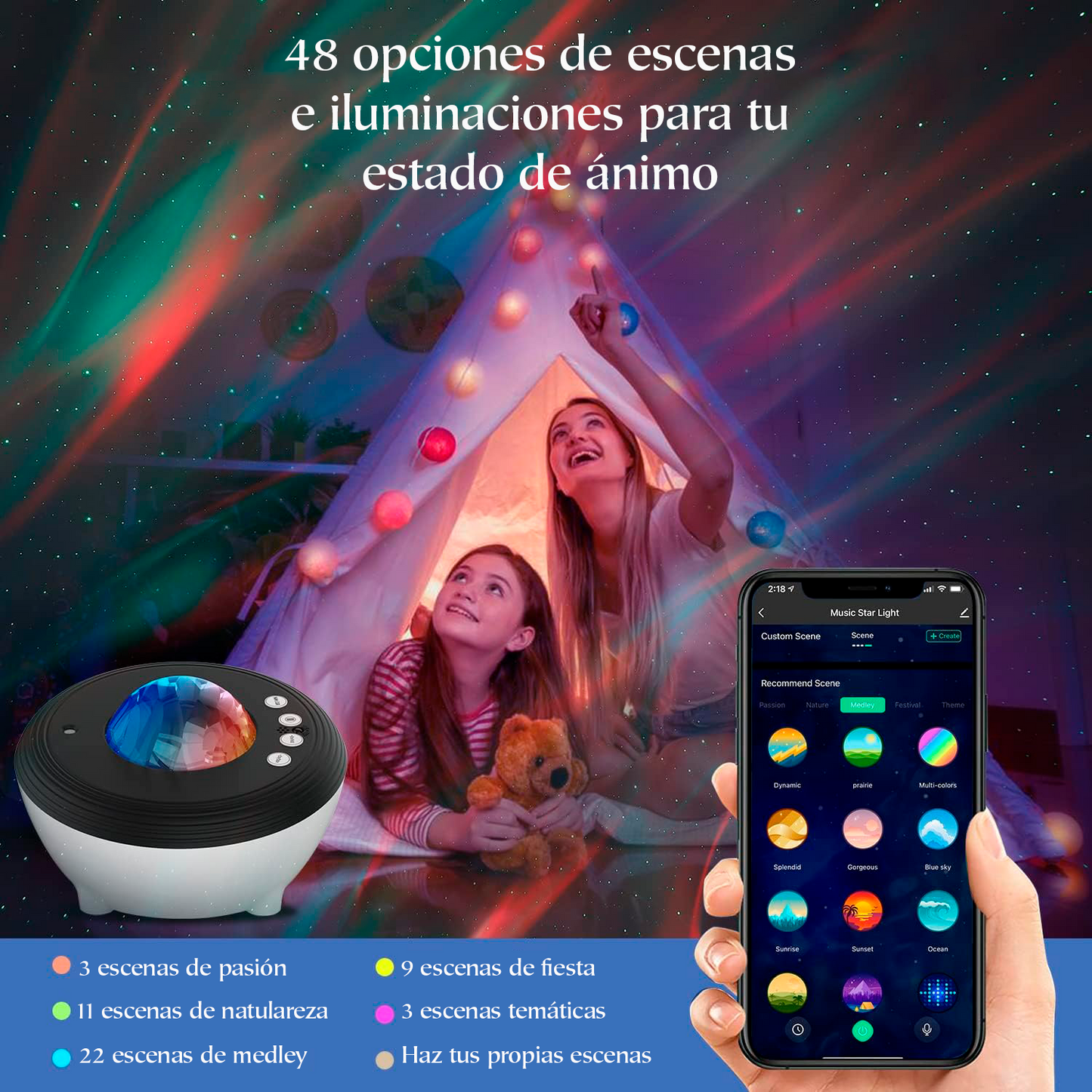 Proyector Galaxia Aurora Boreal Smart App